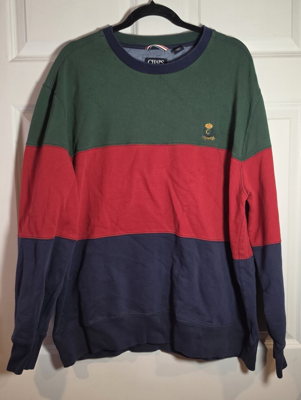 Chaps Ralph Lauren Multicolored Striped Sweatshirt Men’s Sz XXL Fleece Vintage